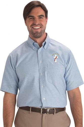 Deacon Cross Embroidered Oxford Style Shirt - Short Sleeve
