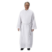 Poly/Cotton Blend Eyelet Embroidery Front Wrap Alb