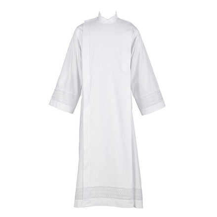 Poly/Cotton Blend Eyelet Embroidery Front Wrap Alb