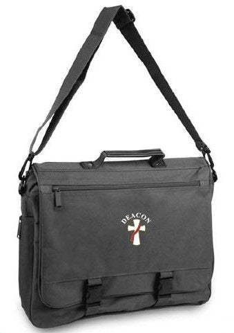 Deacon Cross Embroidered Port Authority Messenger Briefcase – Black