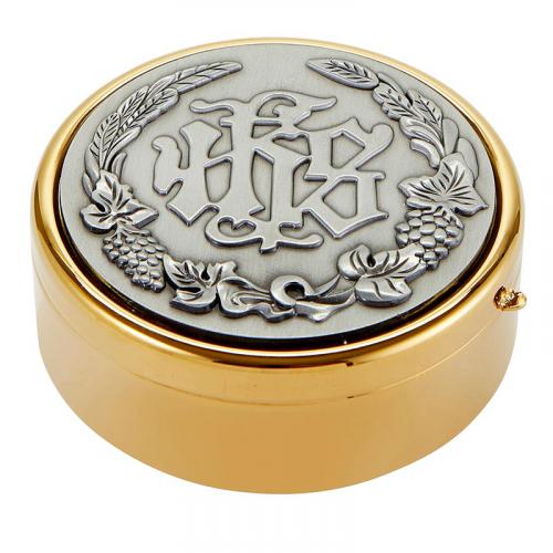 Hospital IHS Pyx - Pewter Lid - Large Size - Brass - Ministerial Quality