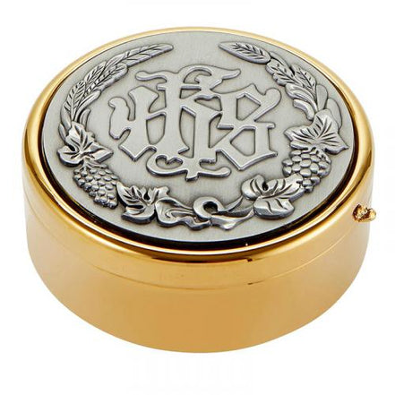 Hospital IHS Pyx - Pewter Lid - Large Size - Brass - Ministerial Quality