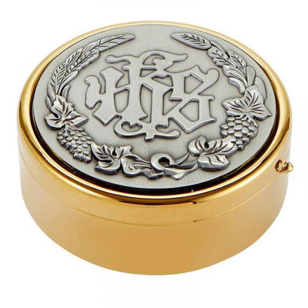 Hospital IHS Pyx - Pewter Lid - Large Size - Brass - Ministerial Quality
