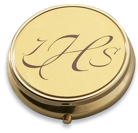 Brass Ministerial Quality IHS Script Pyx - Holds 7 Hosts