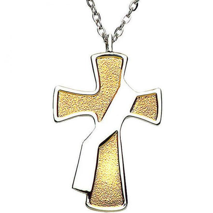 Deacon's Cross 2-toned Pendant (Gold / Stainless Edge) with Chain
