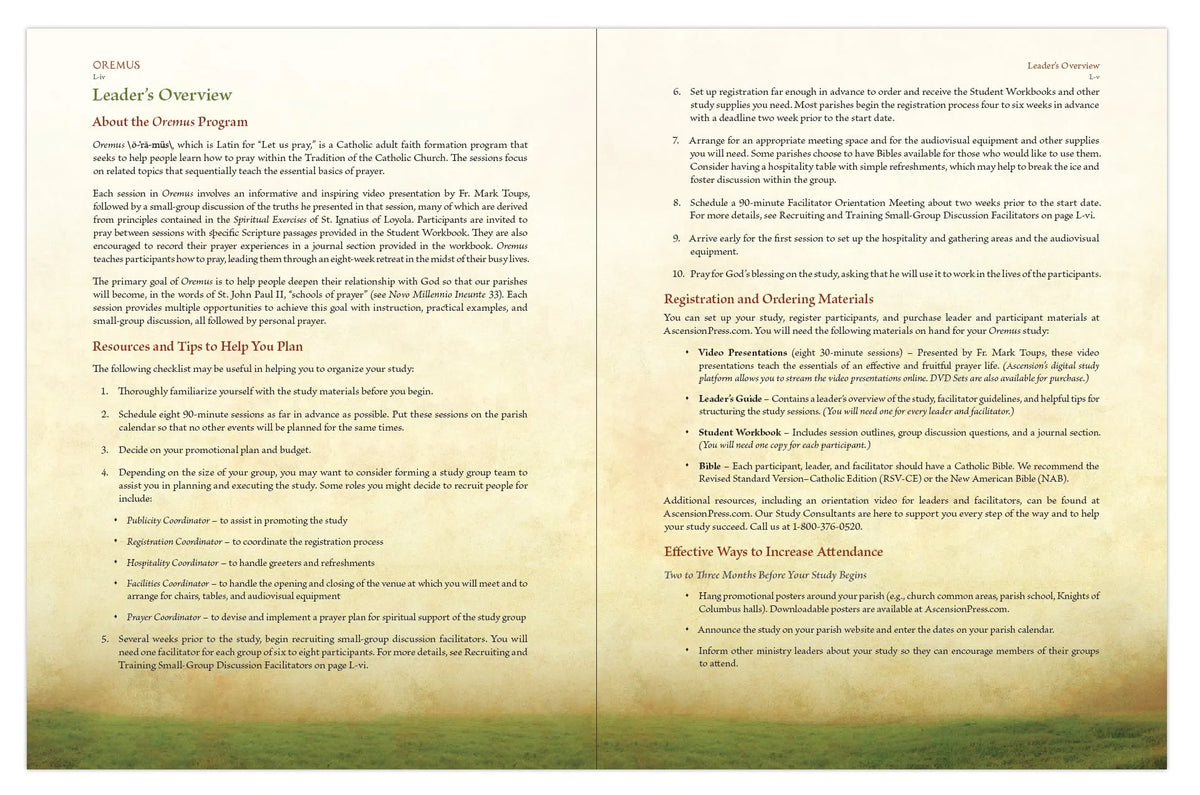 Oremus: A Guide to Catholic Prayer, Leader's Guide