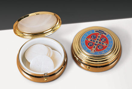 St. Benedict Pyx - Enameled Lid - Brass - Ministerial Quality