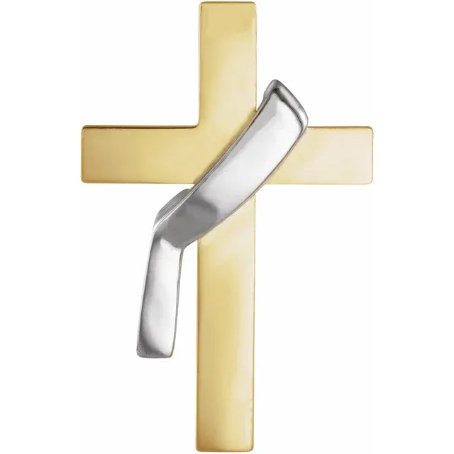 14K Yellow/White Deacon's Cross Lapel Pin