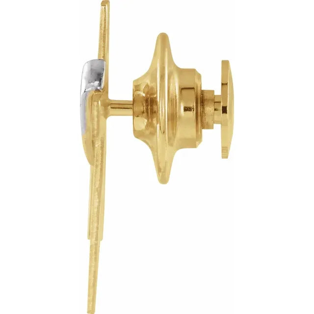 14K Yellow/White Deacon's Cross Lapel Pin