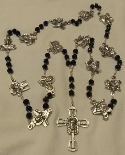 26" Crystal Bead Rosary/Chaplet  - Via Crucis/Stations of the Cross