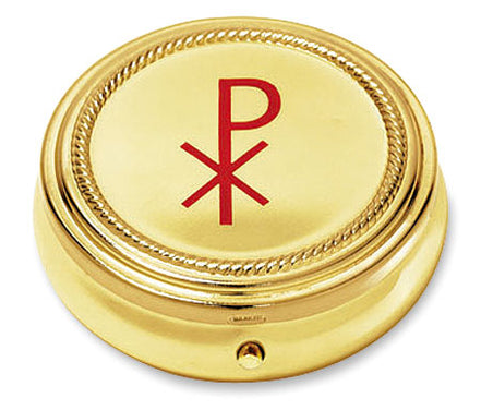 Brass Ministerial Quality Chi Rho Medium Size Pyx - #RS128 - holds 10 hosts