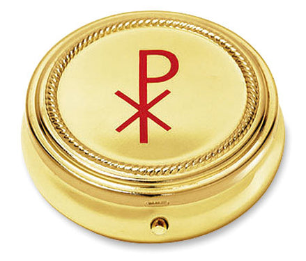 Brass Ministerial Quality Chi Rho Medium Size Pyx - #RS128 - holds 10 hosts