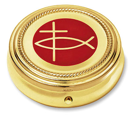 Ichthus/Fish/Cross Pyx - Medium Size - Brass - Ministerial Quality