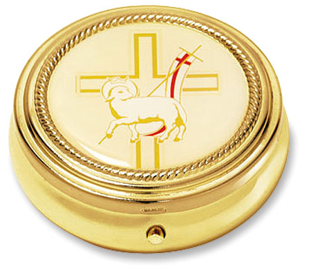 Lamb & Cross Pyx - Epoxy Lid - Medium Size - Brass - Ministerial Quality
