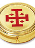 Brass Ministerial Quality Hospital Pyx - Jerusalem Cross  - # RS153 - holds 20 to 25 hosts