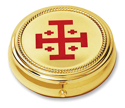 Brass Ministerial Quality Hospital Pyx - Jerusalem Cross  - # RS153 - holds 20 to 25 hosts