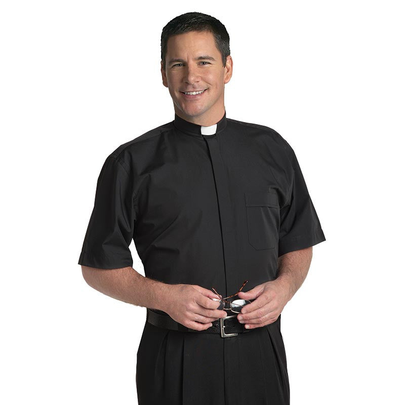 Murphy Short Sleeve Tab Collar Clergy Shirt - Black