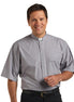 Clergy Shirt - Grey or Black - Easy Care Single Pocket Short Sleeve - 65% Poly / 35% Cotton - Murphy
