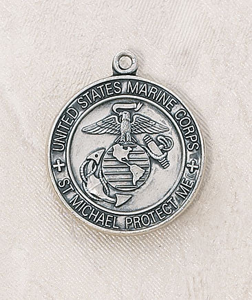 Sterling Silver St. Michael Military Medal - Marine Corps - with 20