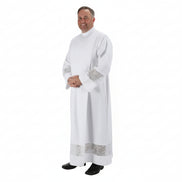 Latin Cross and IHS Lace Front Wrap Alb