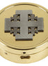 Brass Ministerial Quality Silver Plate Jerusalem Cross -  Medium Size Pyx # YC930 - holds 10 hosts