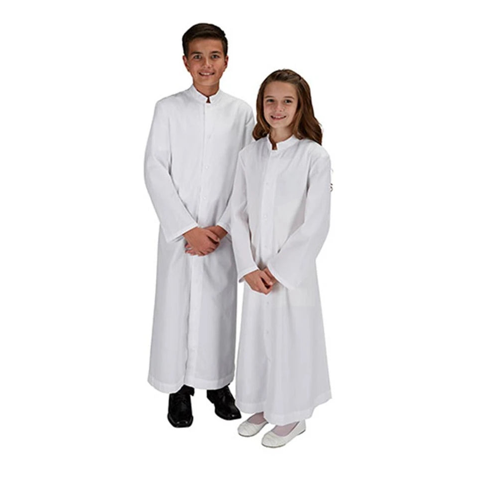 White altar server cassocks for youth
