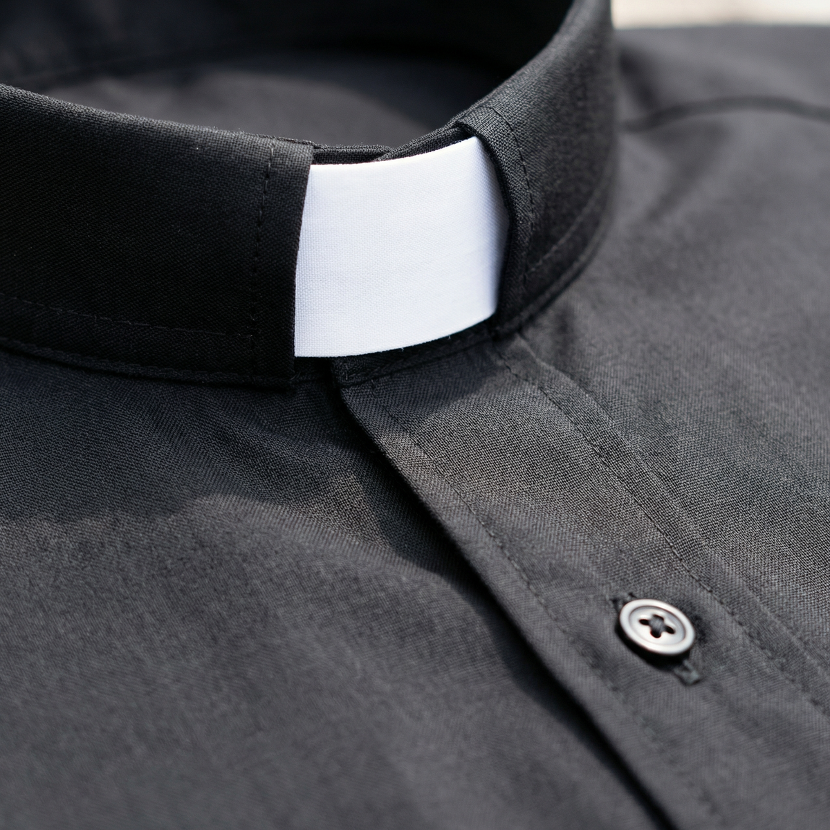 Clergy Shirt - Grey or Black - Easy Care Two Pocket Short Sleeve - 65% Poly / 35% Cotton - Beau Veste
