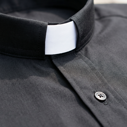 Clergy Shirt - Grey or Black - Easy Care Two Pocket Short Sleeve - 65% Poly / 35% Cotton - Beau Veste