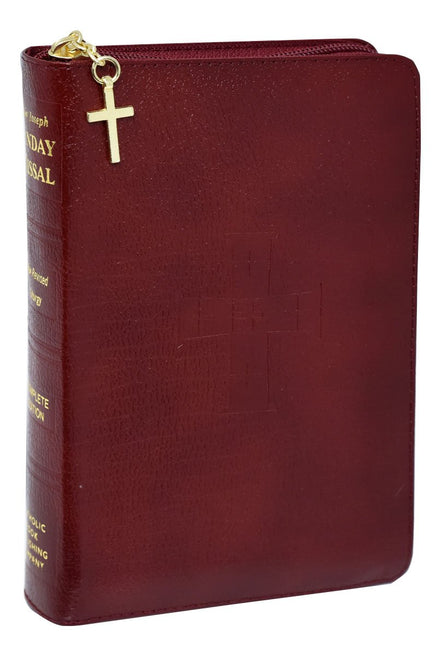 St. Joseph Sunday Missal - Bonded Leather - Zipper Close - Burgundy image 2