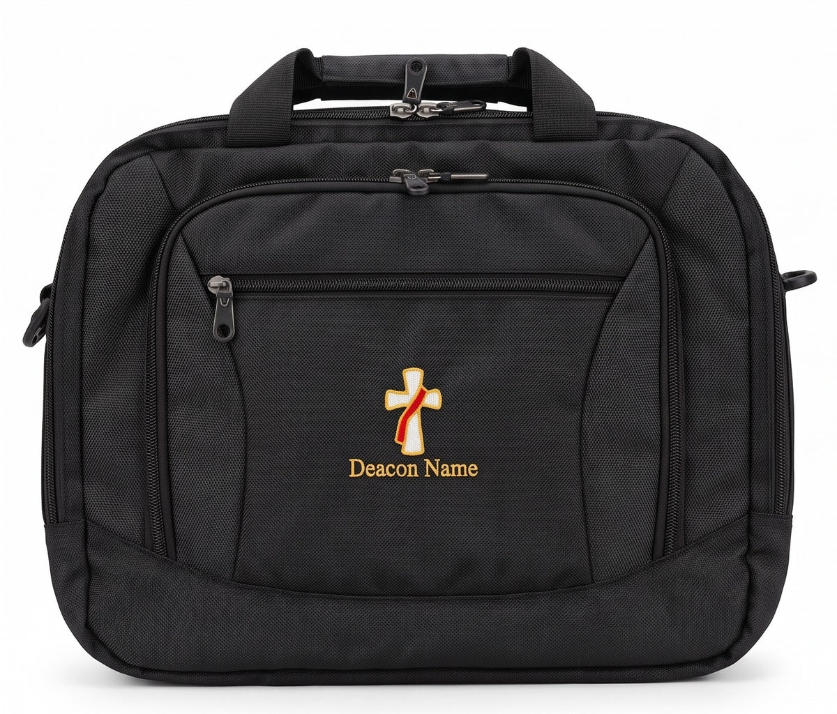 Deacon Cross Embroidered Commuter Briefcase - Personalization Available