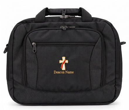 Deacon Cross Embroidered Commuter Briefcase - Personalization Available