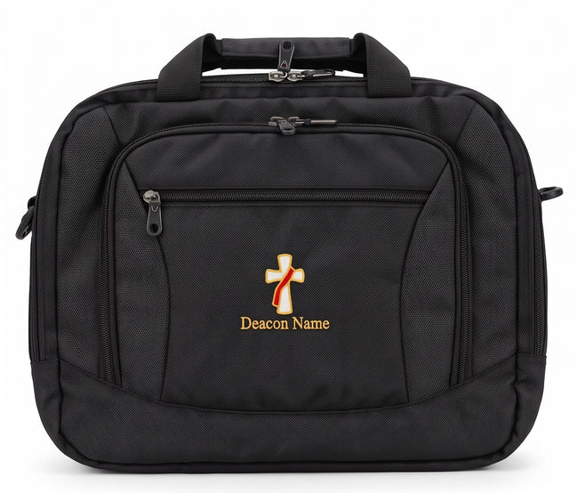 Deacon Cross Embroidered Commuter Briefcase - Personalization Available