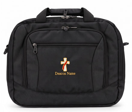 Deacon Cross Embroidered Commuter Briefcase - Personalization Available