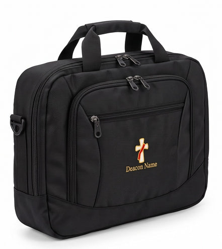 Deacon Cross Embroidered Commuter Briefcase - Personalization Available