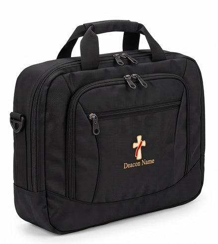 Deacon Cross Embroidered Commuter Briefcase - Personalization Available
