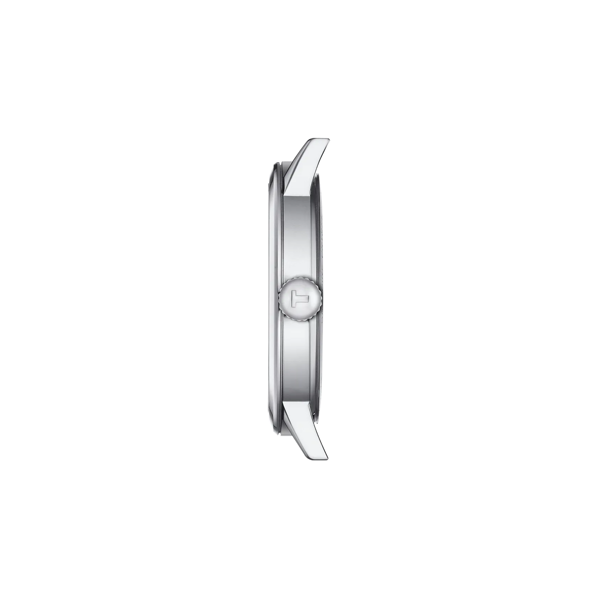 Side profile of the Tissot Classic Dream 42mm stainless-steel watch