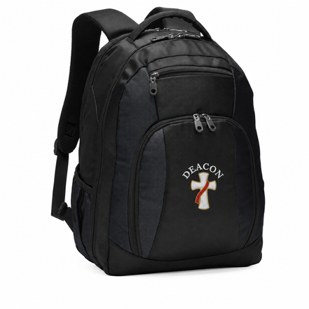 Deacon Cross Embroidered Commuter Backpack - Personalization Available