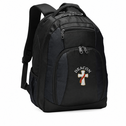 Deacon Cross Embroidered Commuter Backpack - Personalization Available