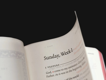 Lay-flat binding detail of the Word on Fire Liturgy of the Hours Second Edition