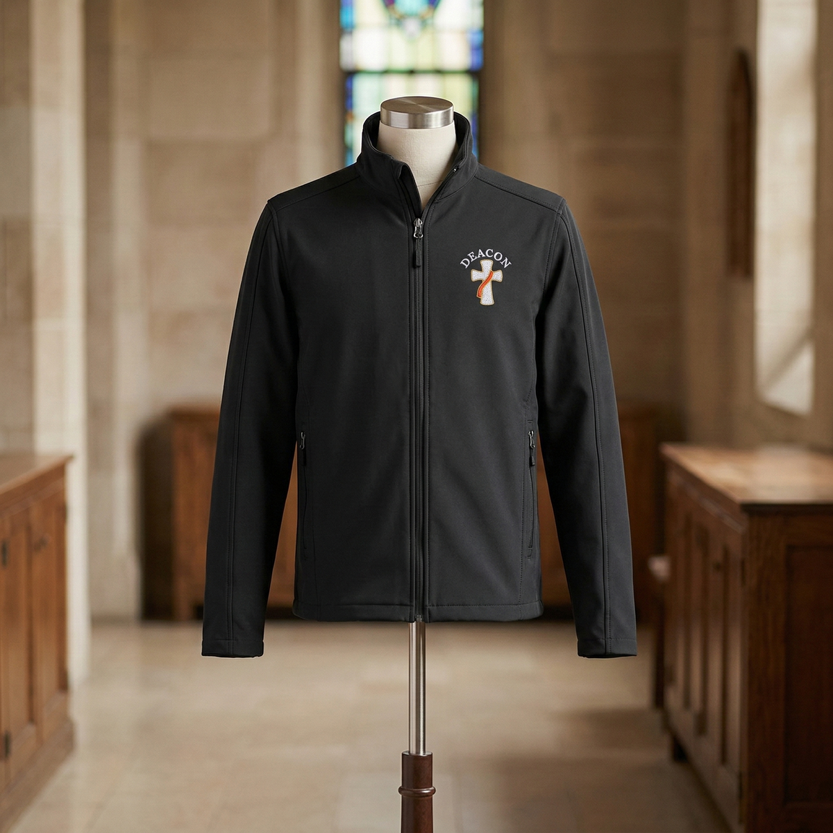 Deacon Cross Embroidered Medium Weight Soft Shell Jacket