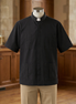 Panama Style Black Clergy Shirt - 65% Poly / 35% Cotton - RJ Toomey