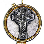 Celtic Cross 7 Host Pyx with Ring for Neck Cord
