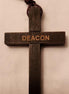 Olive Wood Laser Engraved 'DEACON'Cross Pendant on 24" Cording