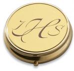 Sudbury Brass Ministerial Quality IHS Script Pyx - #JS296 - holds 7 hosts