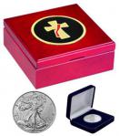 Deacon Cross Keepsake Box with 1 oz. American Silver Eagle Coin .999 Fine Silver - Brilliant Uncirculated