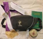 EXCLUSIVE NEW ITEM!Deacon Communion Set Travel Hip Bag for Hospital & Home VisitsEmbroidered Deacon Cross Contains Deacon Stole Communion Book, Hospital Size Pyx  Holy Water BottleTwo-zippered CompartmentsDeacon Store Exclusive