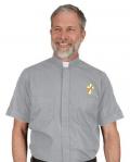 SPECIAL SALE!$10.00 OFFWHILE STOCK LASTS!PLUS 1 FREE DEACON CROSS EMBROIDERY PATCHWITH EACH SHIRTRJ Toomey Clergy ShirtPlain GREY Short Sleeve Shirt 