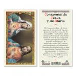 HC9-190S Quality Holy Cards (Milan, Italy) (Spanish) - Prayer to the Sacred Hearts/Oracin a los Sagrados Corazones- Sold by 25 per PKG