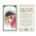 HC9-244E Quality Holy Cards (Milan, Italy) -Sacred Heart of Jesus/Those Struggling with sin -  Sold by 25/PKG