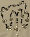Men's Crystal Bead Rosary/Chaplet  - Via Crucis/Stations of the Cross -  (Made in Italy) - R993BK
